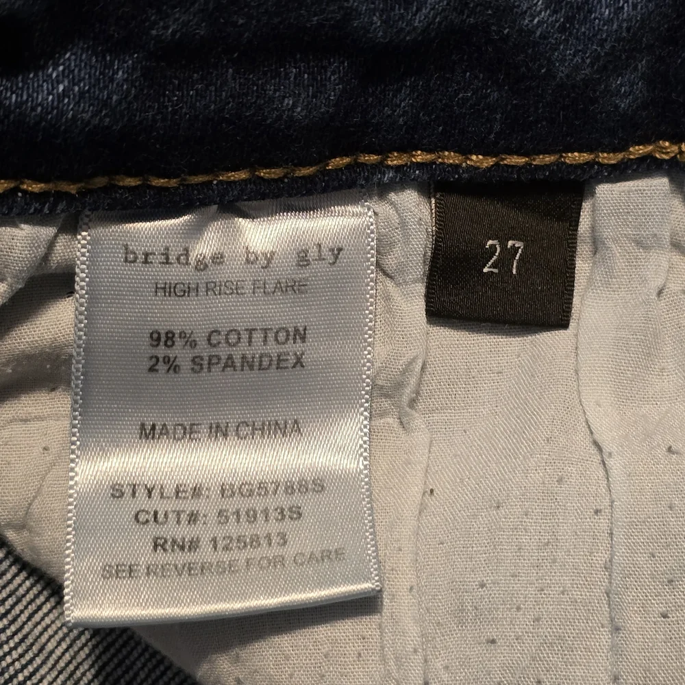 Bridge By Gly Blue Elliott High Rise Flare Women's Jeans Sz 27 / 29"  Inseam - Picture 5 of 5